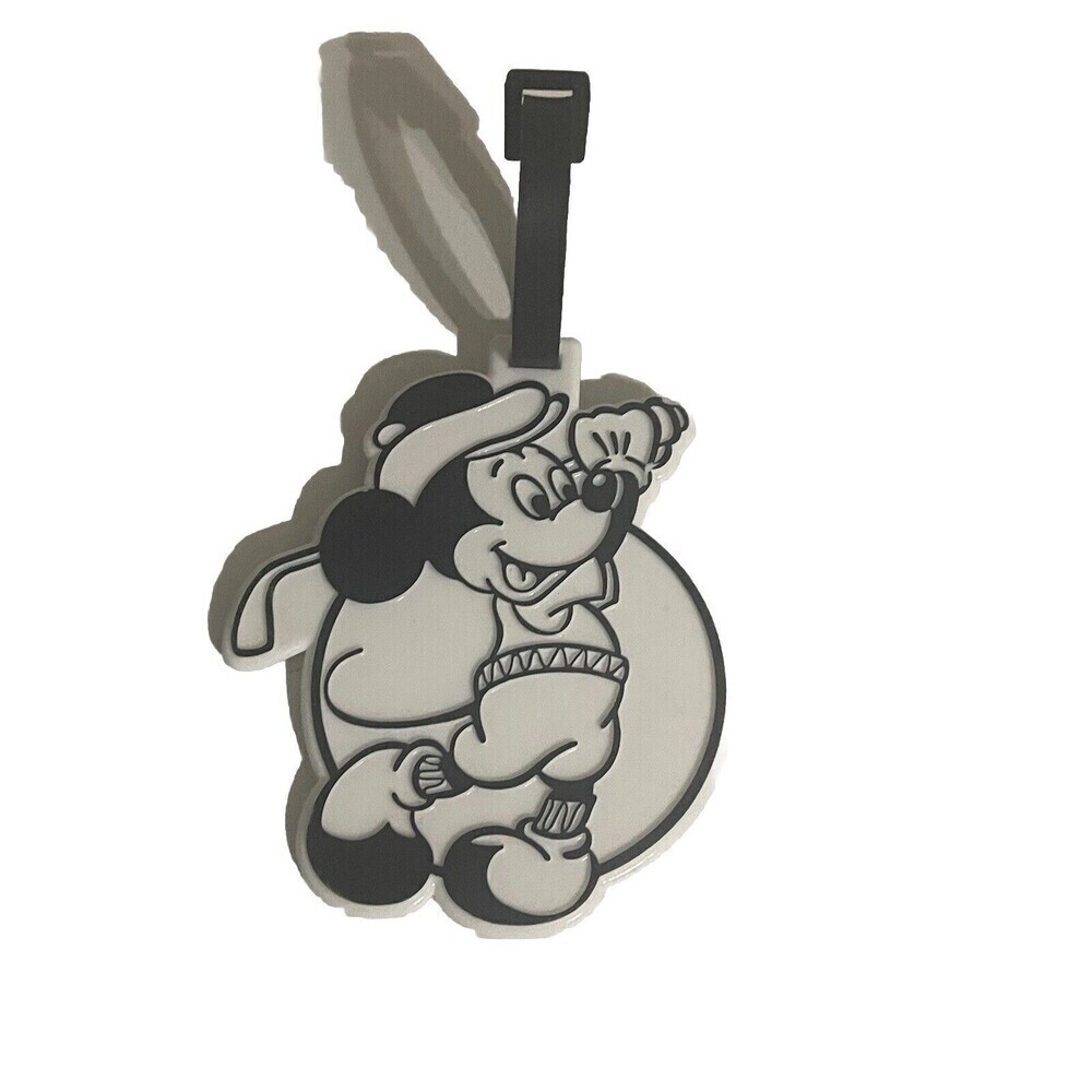 Vintage Walt Disney World Plastic Golf Bag Luggage Tag MICKEY MOUSE Black/White
